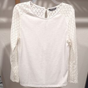 SHEIN White Lace Sleeve Blouse